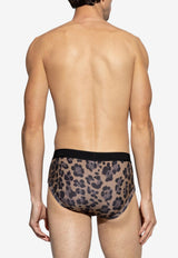 Tom Ford Leopard Print Logo Briefs Brown T4LC11110 0-258