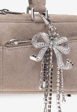 Self-Portrait Suede Shoulder Bag with Bow Charm Gray PF25-315A-GR 0-GREY