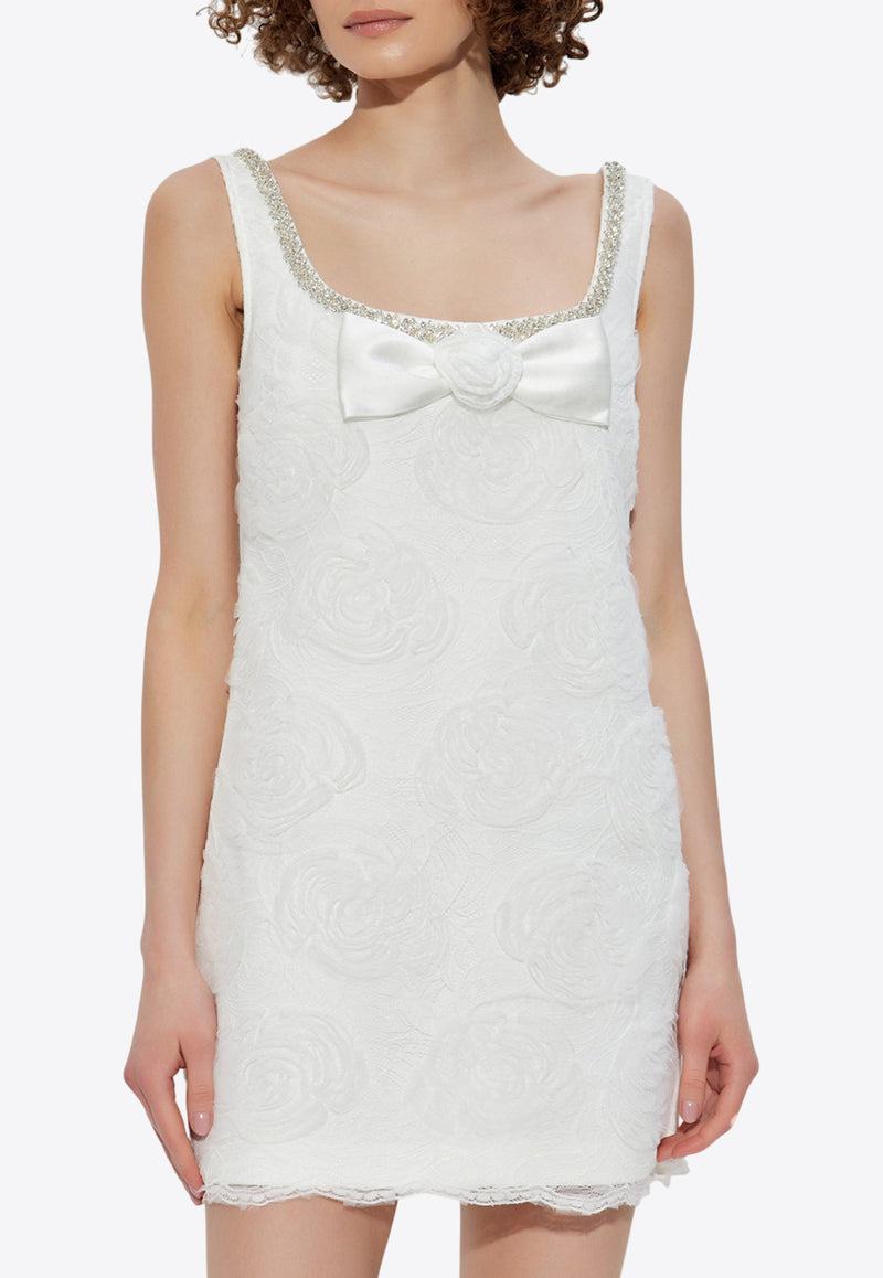 Self-Portrait Tulle Lace Mini Dress PF25-036S-W 0-WHITE