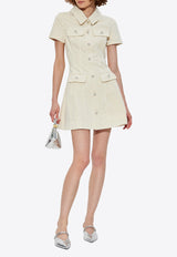Self-Portrait Denim Mini Flared Dress PF25-811S-C 0-CREAM
