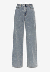 Self-Portrait Diamante Bow High-Rise Jeans PF25-832P-BL 0-BLUE