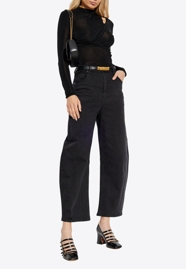 Self-Portrait Long-Sleeve Top - Black PF25-086T-B 0-BLACK