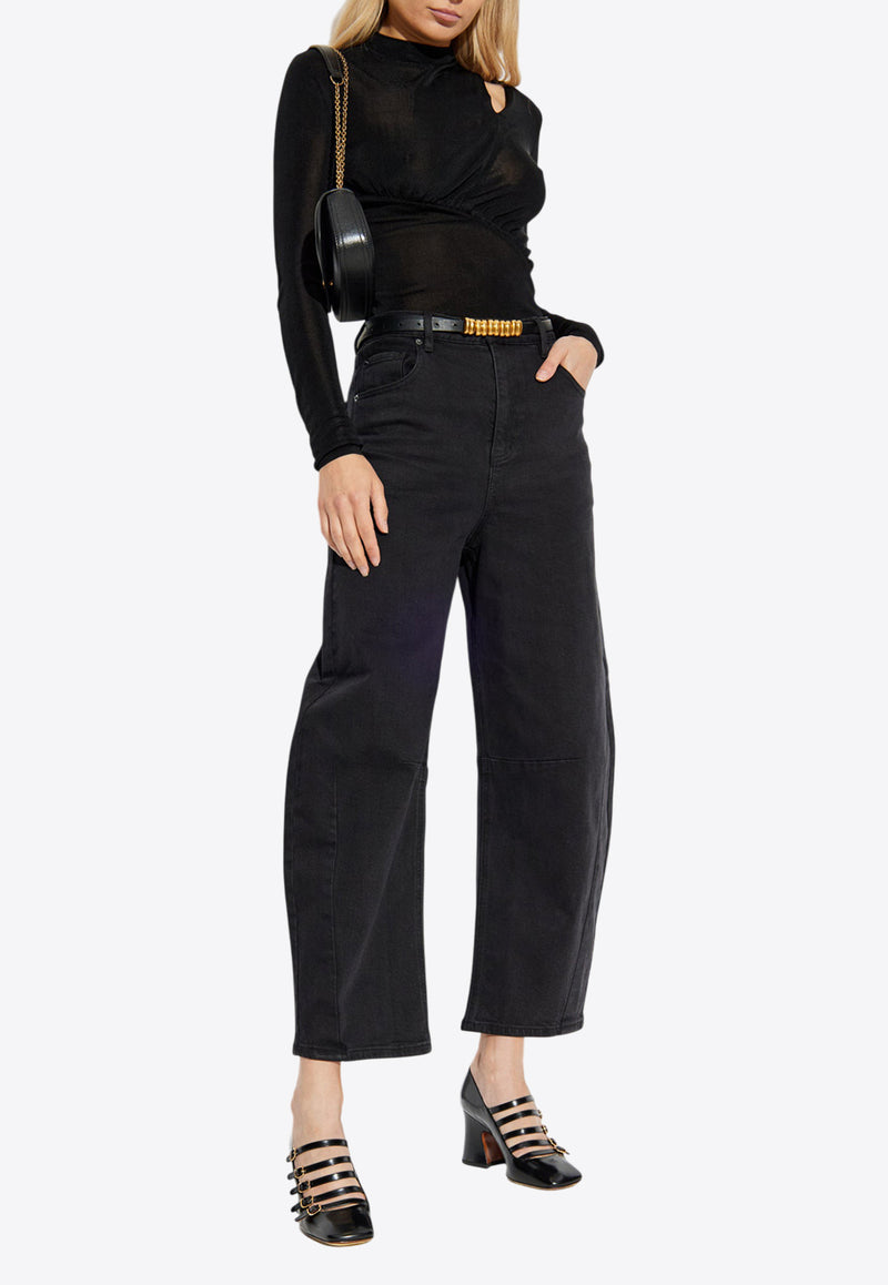 Self-Portrait Long-Sleeve Top - Black PF25-086T-B 0-BLACK