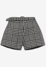 Self-Portrait Houndstooth Check Mini Shorts PF25-111SK-BW 0-BLACK AND WHITE