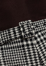 Self-Portrait Houndstooth Check Mini Shorts PF25-111SK-BW 0-BLACK AND WHITE