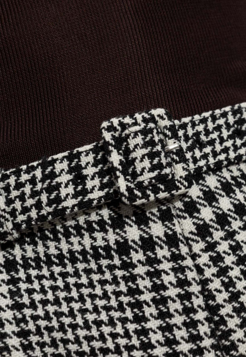 Self-Portrait Houndstooth Check Mini Shorts PF25-111SK-BW 0-BLACK AND WHITE