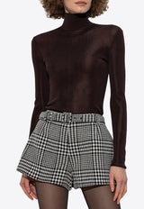 Self-Portrait High-Neck Fitted Top PF25-116T-BR 0-BROWN