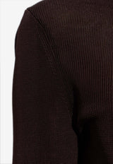 Self-Portrait High-Neck Fitted Top PF25-116T-BR 0-BROWN