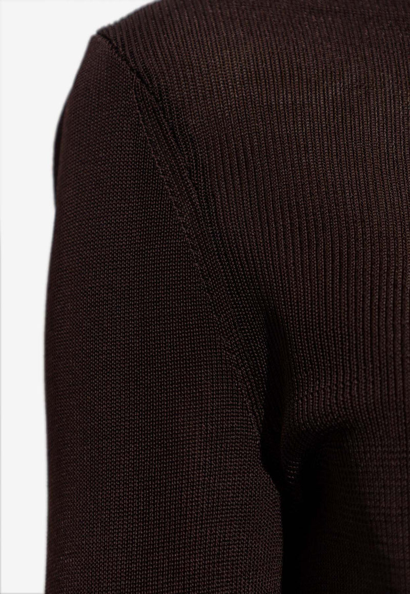 Self-Portrait High-Neck Fitted Top PF25-116T-BR 0-BROWN