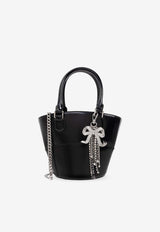 Self-Portrait Leather Tote Bag with Bow Charms PF25-314A-B 0-BLACK