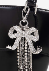 Self-Portrait Leather Tote Bag with Bow Charms PF25-314A-B 0-BLACK