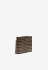 Tom Ford TF Logo Croc-Embossed Leather Wallet with Money Clip