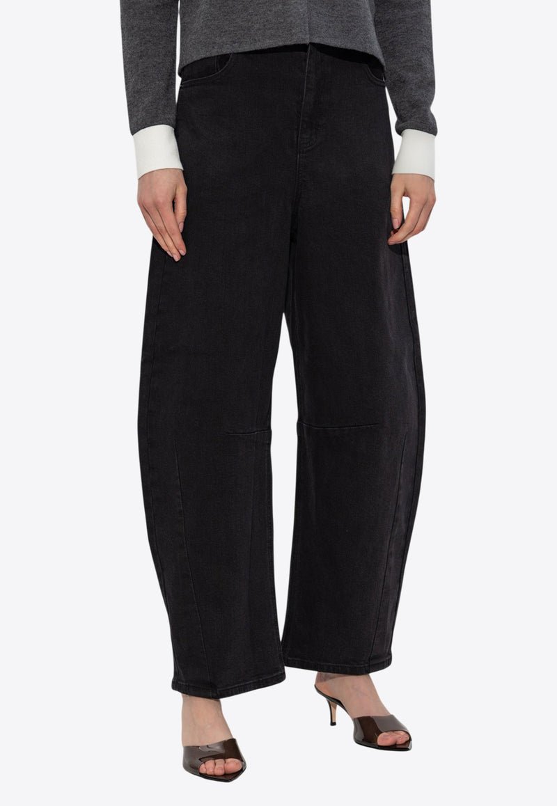 Self-Portrait Barrel-Leg Jeans PF25-827P-B 0-BLACK