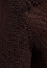 Self-Portrait Padded-Shoulders Maxi Dress SS25-945X-BR 0-BROWN