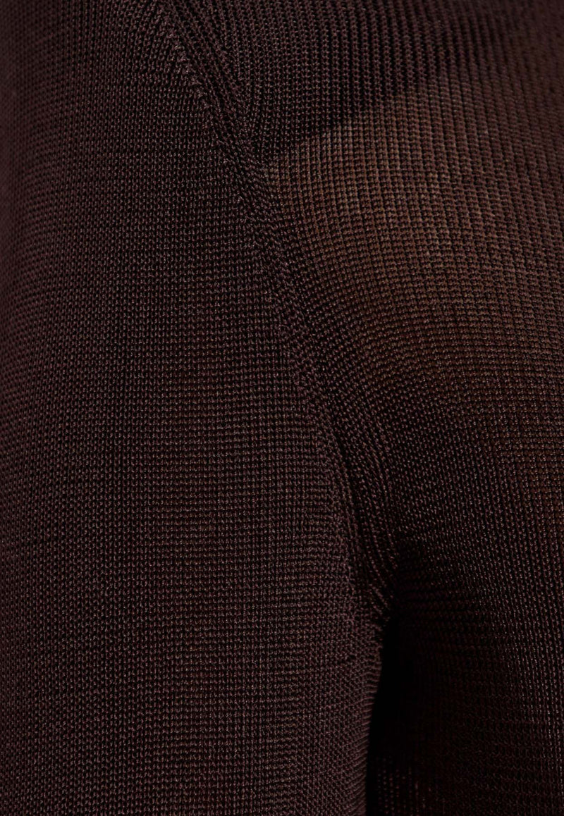 Self-Portrait Padded-Shoulders Maxi Dress SS25-945X-BR 0-BROWN