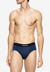 Tom Ford Branded Elastic-Waist Briefs Navy T4LC11040 0-438