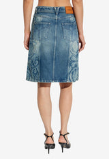 Versace Barocco Jacquard Denim Wrap Skirt