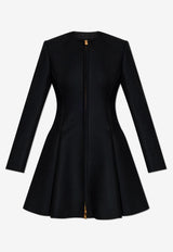 Versace Wool Zip-Up Flared Coat