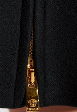 Versace Wool Zip-Up Flared Coat