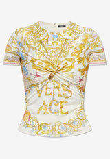 Versace Barocco Print Draped Top