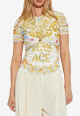 Versace Barocco Print Draped Top