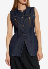 Versace Denim Buttoned Vest