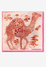 Ferragamo Patchwork Camel Print Silk Scarf