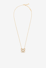 Ferragamo Four Gancini Crystal Pendant Necklace