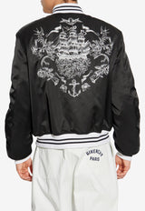 Alexander McQueen Rose Embroidery Satin Bomber Jacket