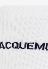 Jacquemus Logo Embroidered Ribbed Socks White ACU00003 AY00001-100