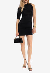 Jacquemus Drapeado One-Shoulder Mini Dress Black DRW00143 AJ00136-990