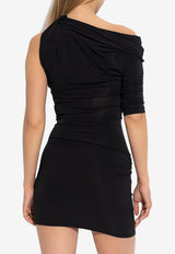 Jacquemus Drapeado One-Shoulder Mini Dress Black DRW00143 AJ00136-990