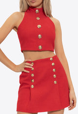 Balmain High-Neck Cropped Top Red FF1AB496 WD03-3AC