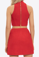 Balmain High-Neck Cropped Top Red FF1AB496 WD03-3AC