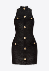 Balmain High-Neck Mini Dress Black FF1R5127 JK65-0PA