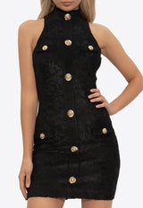 Balmain High-Neck Mini Dress Black FF1R5127 JK65-0PA