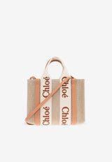 Chloé Small Woody Linen Tote Bag Beige CHC23AS397 L17-847