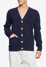 Balmain Knitted Cashmere Cardigan Navy FH1KL081 KI87-6AJ