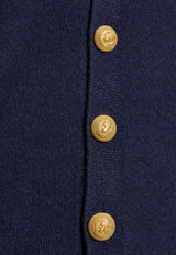 Balmain Knitted Cashmere Cardigan Navy FH1KL081 KI87-6AJ