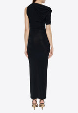 Jacquemus Draped Asymmetric Maxi Dress Black DRW00142 AJ00136-990