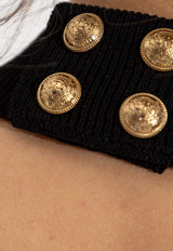 Balmain Cable Knit Cropped Halter Top Black FF1AB345 KI50-0PA