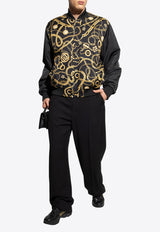 Balmain Chain Print Reversible Silk Bomber Jacket Black FH1TFA25 MH60-EAD