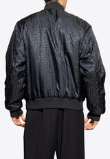 Balmain Chain Print Reversible Silk Bomber Jacket Black FH1TFA25 MH60-EAD