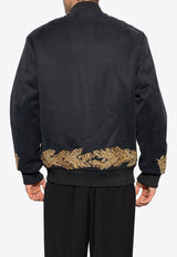 Balmain Embroidered Bomber Jacket Navy FH1TFA75 PD09-EAD