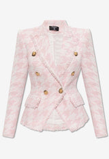 Balmain Houndstooth Tweed Blazer Pink FF1SI504 CG17-GRD