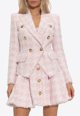 Balmain Houndstooth Tweed Blazer Pink FF1SI504 CG17-GRD