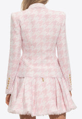 Balmain Houndstooth Tweed Blazer Pink FF1SI504 CG17-GRD