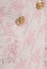 Balmain Houndstooth Tweed Blazer Pink FF1SI504 CG17-GRD