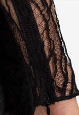 Balmain High-Neck Lace Bodysuit Black FF1BG515 CG07-0PA