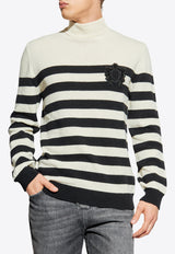 Balmain Striped Wool Knit Sweater Cream FH1KF121 70KI-GKP
